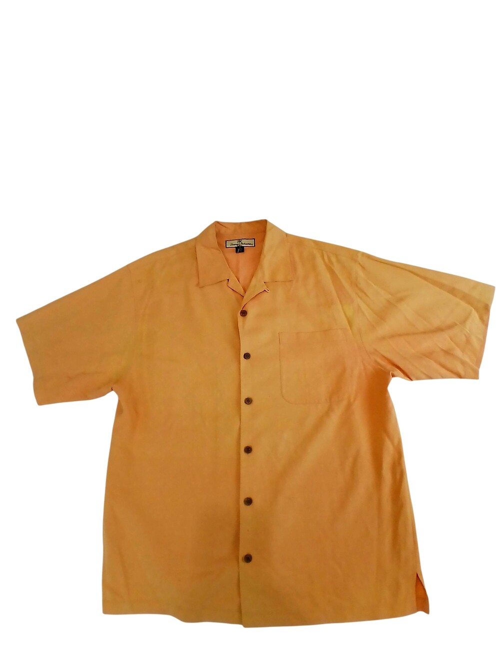 Tommy Bahama Shirt Mens Medium Orange 100% Silk Camp Button Up Summer Casual